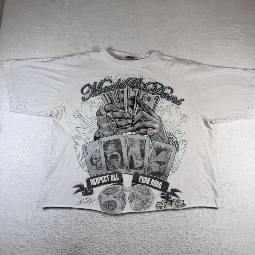 Give Me Face Shirt Mens 3XL crop White Macks & Dons Money Dice Skull Graphic Tee